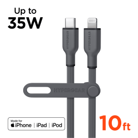HyperGear Flexi PRO USB-C to Lightning Cable 10ft (Color: Gray)
