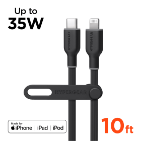 HyperGear Flexi PRO USB-C to Lightning Cable 10ft (Color: Black)
