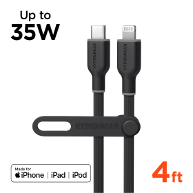 HyperGear Flexi PRO USB-C to Lightning Cable 4ft (Color: Black)