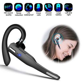 Trucker Wireless Headset Bluetooth 5.1 Earpiece Dual Mic Earbud Noise Cancelling (Color: Black)