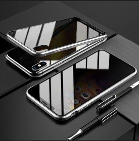 Phone Case Anti-peep Magnetic Protective Shell Magnetic Privacy Glass Case For Phone (Option: Silver-IPhone6 plus)