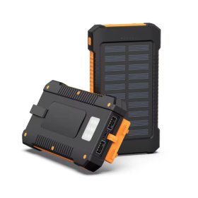 2USB Portable Super Charger Solar Power Bank With LED Flashlights 30000mAh (Color: Black)