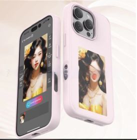 E-ink Screen Phone Case Unlimited Screen Projection Personalized Phone Cover Battery Free New Designer Luxury Phone Case (Option: Pink-Iphone16)
