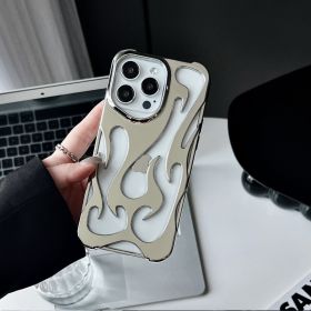 Electroplating Hollow Heat Dissipation Phone Case Flame Pattern High-grade Soft Shell (Option: Silver Electroplated-14 15promax)